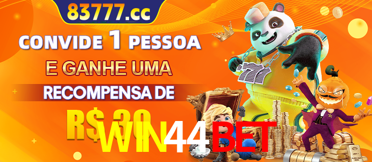 Banner institucional da WIN44BET sobre parceria de marcas e criação de uma marca de excelência, apresentando os mascotes de jogos populares como o Fortune Tiger.