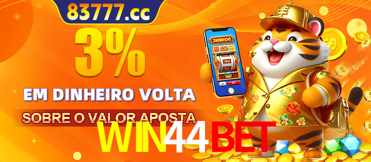 Promoção para baixar e instalar o aplicativo do cassino WIN44BET. O banner oferece uma recompensa de R1aR1aR8, com a imagem de uma cobra sobre moedas de ouro.