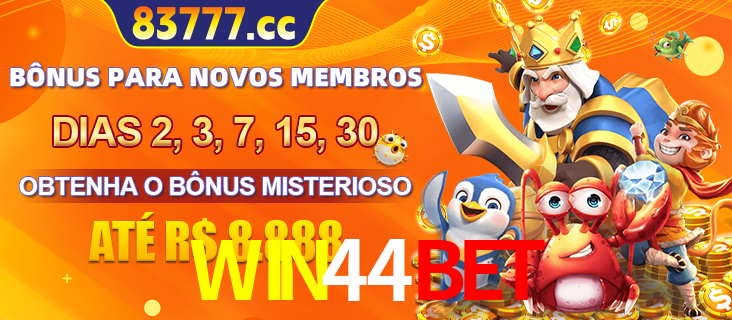 Anúncio dos benefícios para Membro VIP Sênior na plataforma WIN44BET, incluindo bônus promocionais, semanais e mensais, ilustrado com o personagem Fortune Tiger.