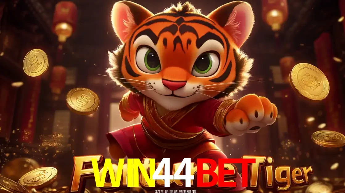 O carismático mascote do jogo de slot Fortune Tiger, um tigre fofo em pose de artes marciais, pronto para trazer sorte e multiplicadores de ganhos no cassino online WIN44BET.